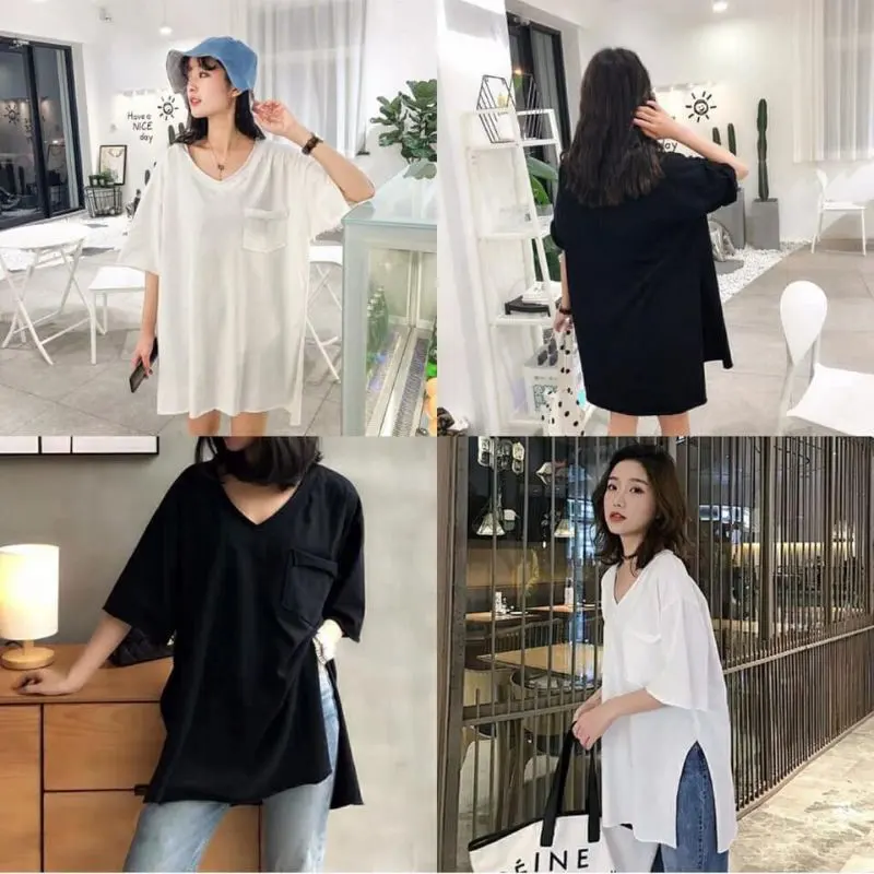 Áo thun oversize xẻ tà